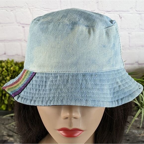 Rainbow Reversable Denim/Black Bucket Hat - Picture 4 of 11